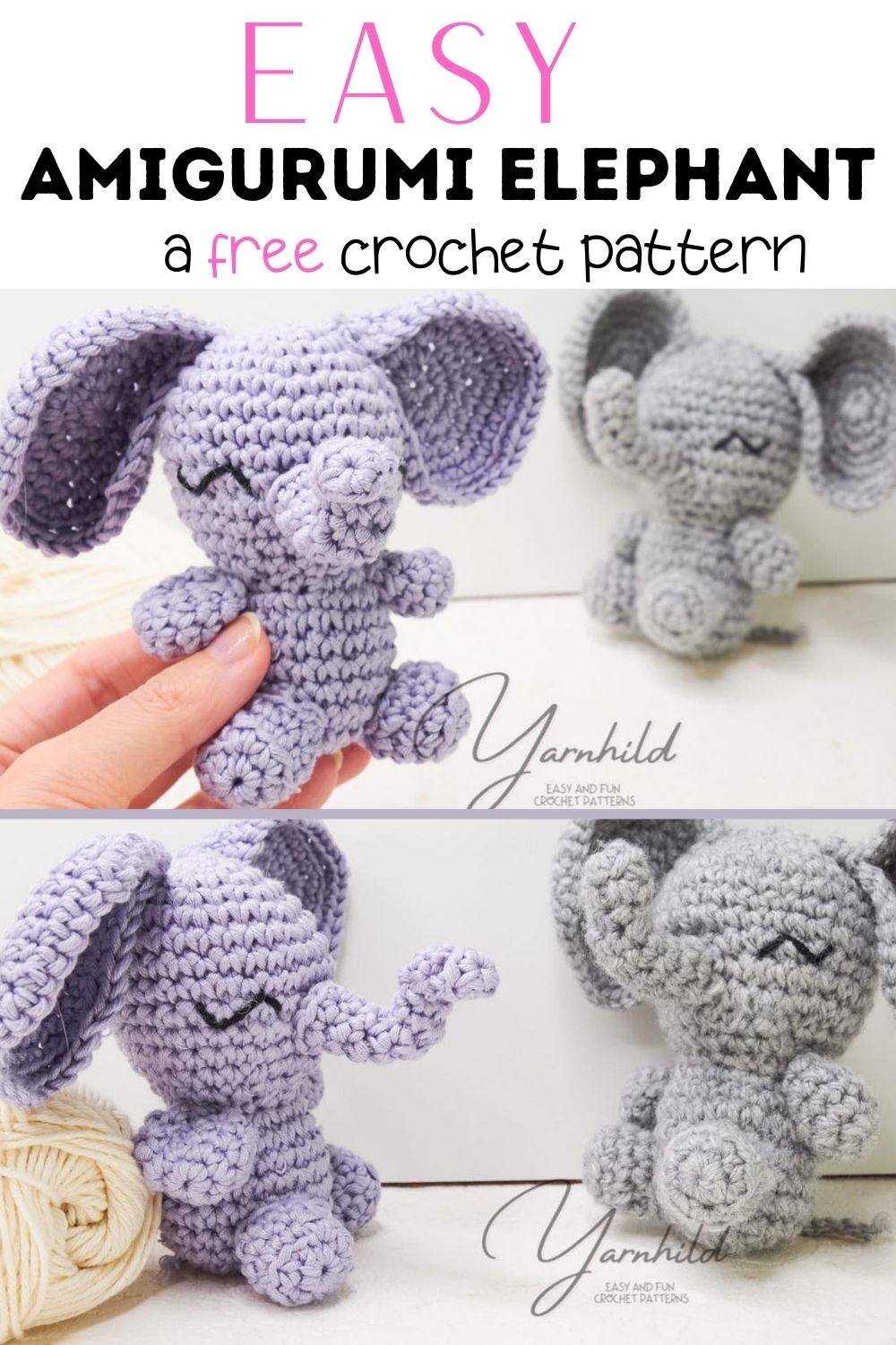 Crochet pattern Elephant / Amigurumi pattern / crochet eyes / big eyes /  amigurumi animals